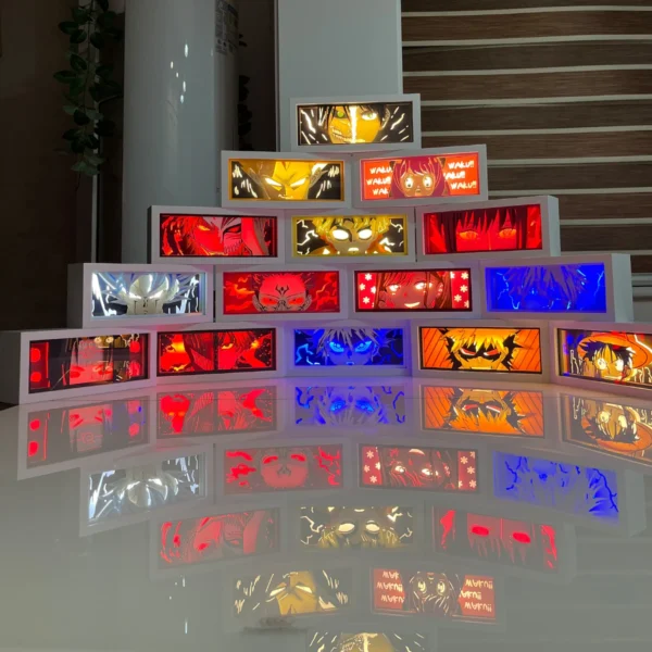 One Piece anime series photo frame paper carving light paper-cut light atmosphere night light remote control colorful light box - Image 2