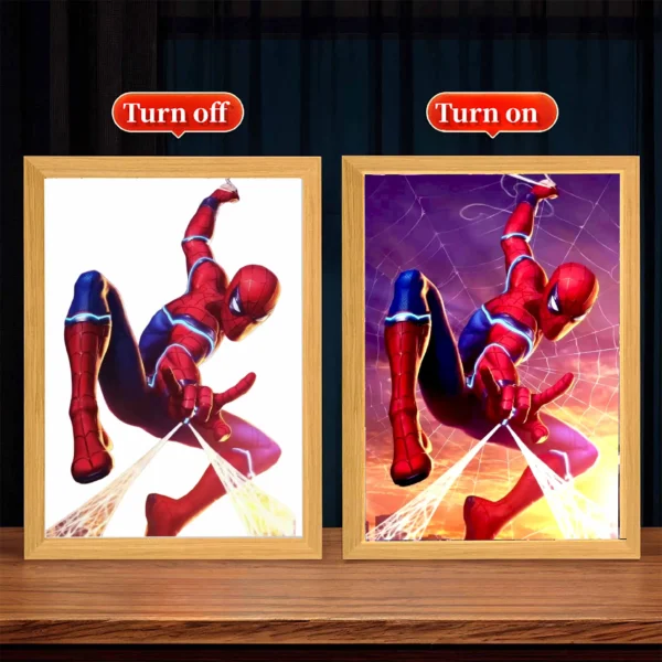 Anime Figure Light Painting Photo Frame spiderman Man Spider Zipka Led Night Light Home Bedroom Decor Christmas Gifts Moon Lamp - Image 10