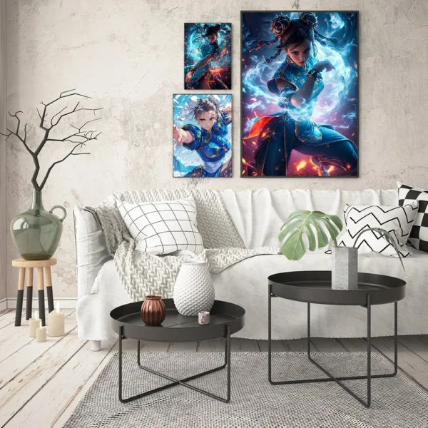 Hot Classic Anime Character Blood Street Fighter Chun Li Canvas Poster Home Room Bar Cafe Decor Art Wall Painting Picture - Image 2
