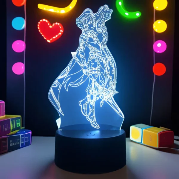 3D Lamp Anime Figures Genshin Impact 3D Night Light Raiden Shogun PVC Model Gamer Lamp Decoration Bedroom Lights Kids Toys Gifts - Image 4