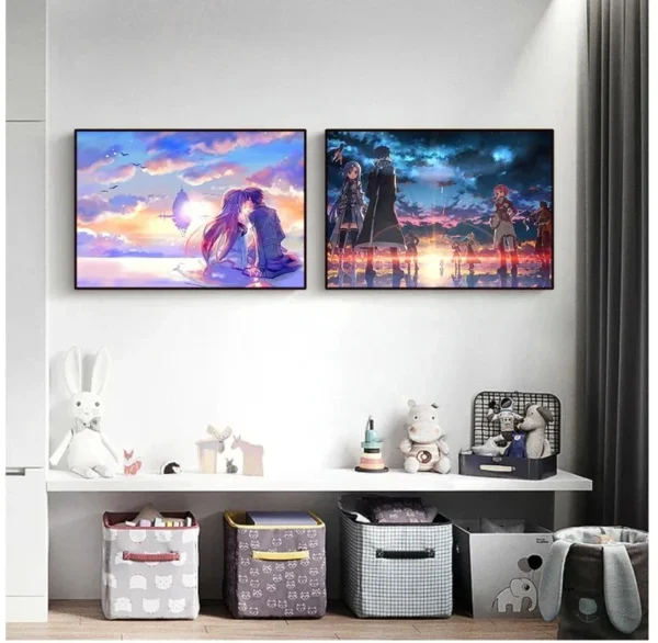 Japanese Anime Sword Art Online Poster Kirito Sword Art Canvas Printing HD Print Pictures Bar Kawaii Room Home Wall Decor - Image 4