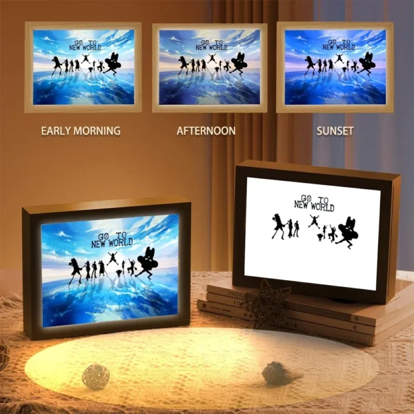 Anime Figure One Piece Light Painting Photo Frame Action Figures Zoro Luffy Led Night Light Birthday Christmas Gifts Moon Lamp - Image 3