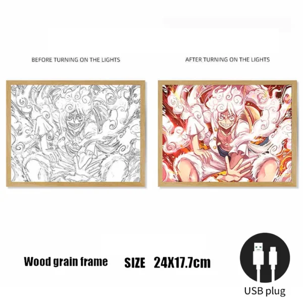 Anime Peripheral Luffy Cartoon LED Coloured Drawing High Definition Picture USB Plug Night View Lamp Home and Home Decoration - Image 7