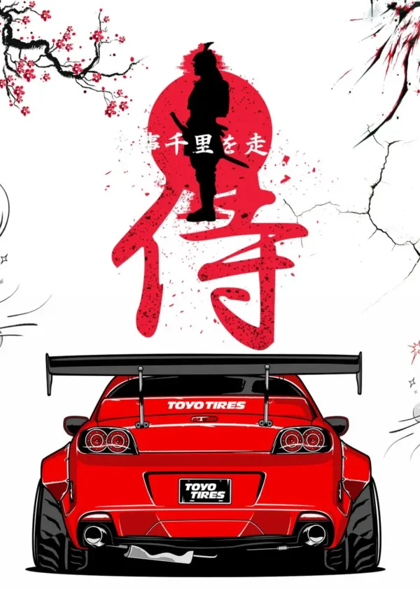 Japanese Samurai JDM Car GTR Anime Sun Canvas Poster Aesthetic Wall Art Mural for Home Decor Room Decoration and Gift - Image 6