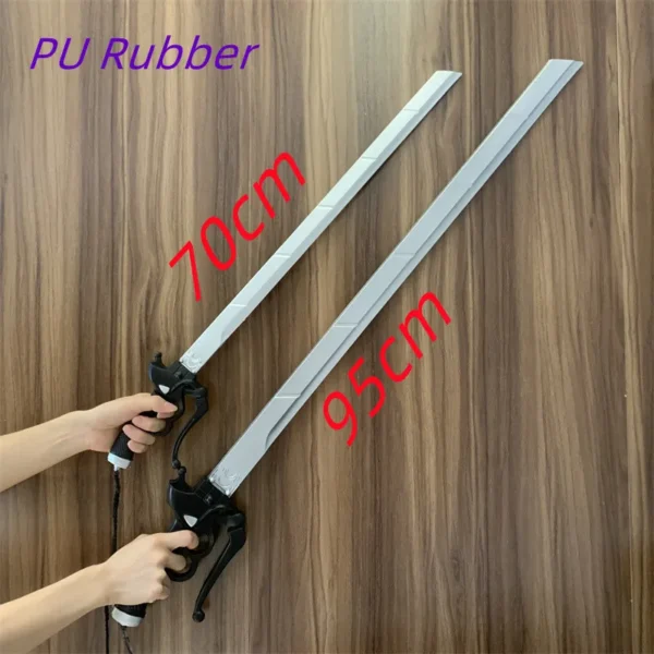 70cm/95cm Knife Gun Sword Anime Attack on Titan Eren Rivaille Mikasa Cosplay Prop Weapon 1:1 Safety PU Rubber Carnival Toy Gift - Image 2