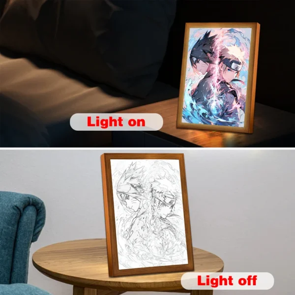 kakashi Light Painting Photo Frame Anime Figures Naruto Uzumaki Led NightLight Room Decor Christmas Gifts Moon Lamp - Image 9