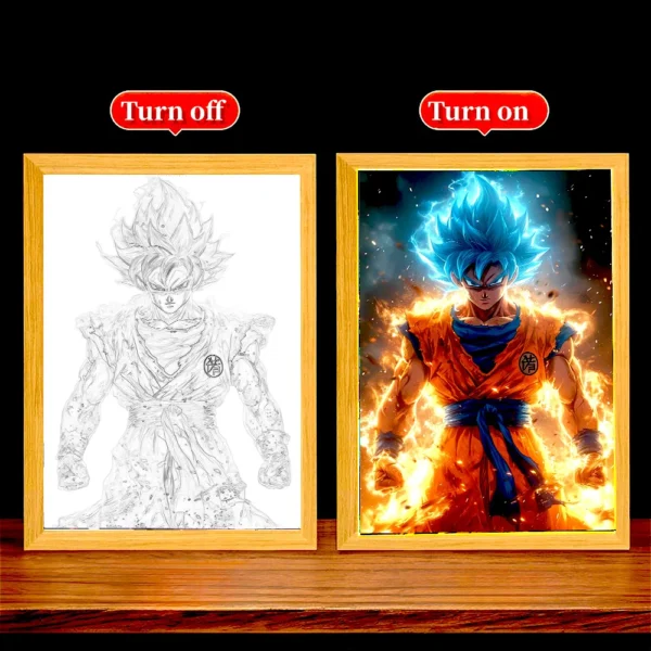 Anime Figure Light Painting Photo Frame Dragon Ball Z Goku Led Night Light Lamp Bedside Table Decorate Christmas Gifts Moon Lamp - Image 7