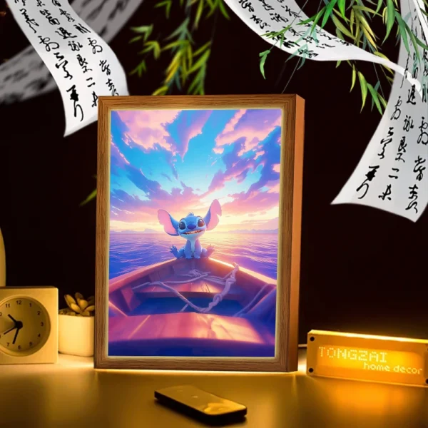 Anime Lamps Stitch Light Painting Photo Frame Led Night Light Child Room Wall Bedside Table Decorate Christmas Gifts Moon Lamp - Image 3
