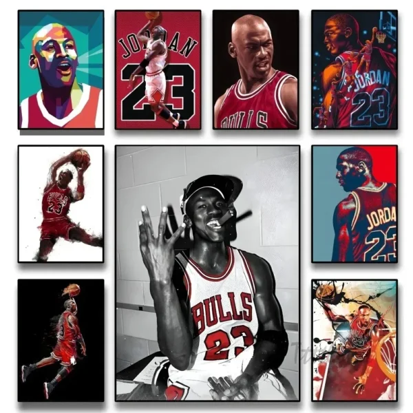 Basketball Player Poster Canvas Painting Print Home Living Room M-Michaell-J-Jordan Bedroom Bar Restaurant Cafe Decor