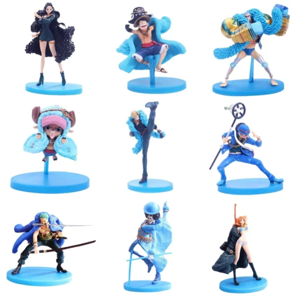 One Piece 20th Anniversary Anime Figures Blue Clothes Luffy Nami Robin Zorro Action Figure Collection Model Toys Birthday Gifts - Image 3