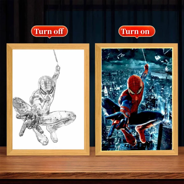 Anime Figure Light Painting Photo Frame spiderman Man Spider Zipka Led Night Light Home Bedroom Decor Christmas Gifts Moon Lamp - Image 8
