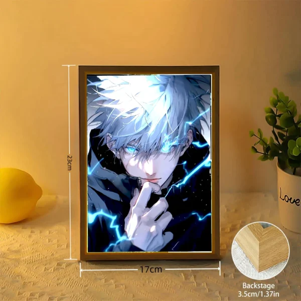 Anime Figure Jujutsu Kaisen Light Painting Photo Frame Action Figures Satoru Gojo Led Night Light Bedroom Decor Gifts Moon Lamp - Image 5