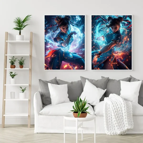 Hot Classic Anime Character Blood Street Fighter Chun Li Canvas Poster Home Room Bar Cafe Decor Art Wall Painting Picture - Image 3