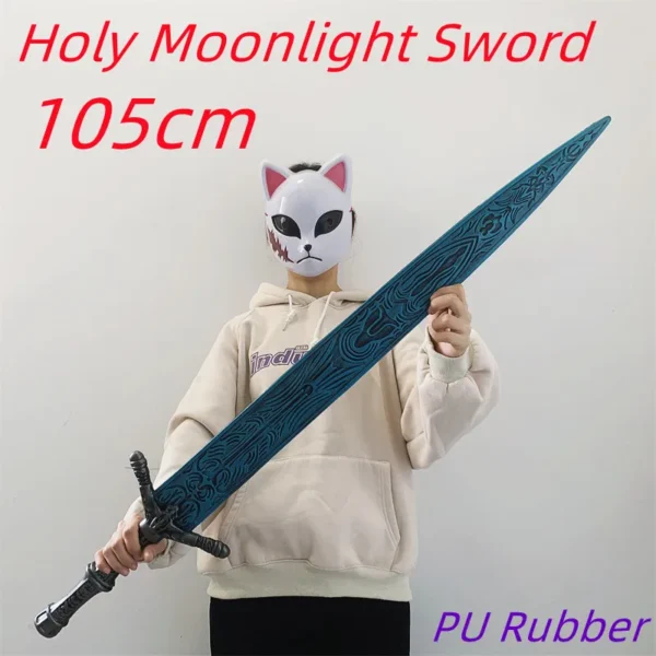 Holy Moonlight Sword Perforated Knife Game Ring Cosplay Greatsword Broken Knife Prop Weapon 1:1 Safety PU Rubber Halloween Toy