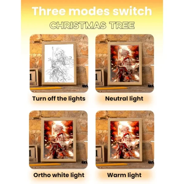 Anime Figure Genshin Impact Light Painting Photo Frame Raiden Shogun Action Led Night Light Room Decor Christmas Gift Moon Lamp - Image 5