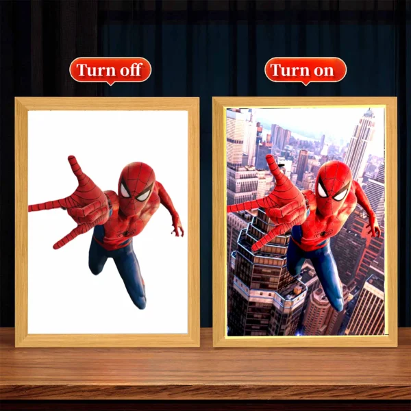 Anime Figure Light Painting Photo Frame spiderman Man Spider Zipka Led Night Light Home Bedroom Decor Christmas Gifts Moon Lamp - Image 9