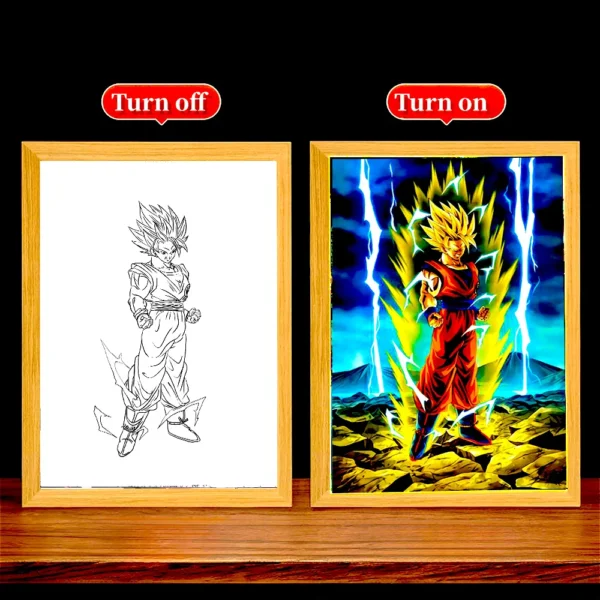 Anime Figure Dragon Ball Light Painting Photo Frame Goku Vegeta Led Night Light Birthday Bedroom Decor Original Gifts Moon Lamp - Image 10