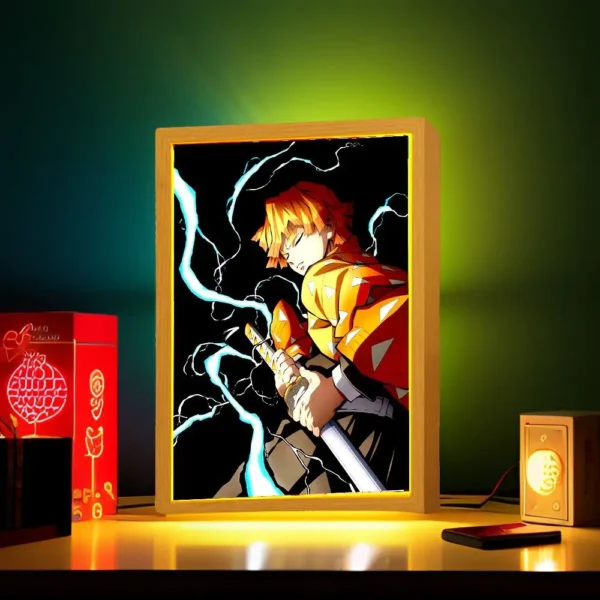 Anime Demon Slayer Action Figures Light Painting Photo Frame Tanjirou Nezuko Led Night Light Figurine Kimetsu No Yaiba Gifts - Image 3
