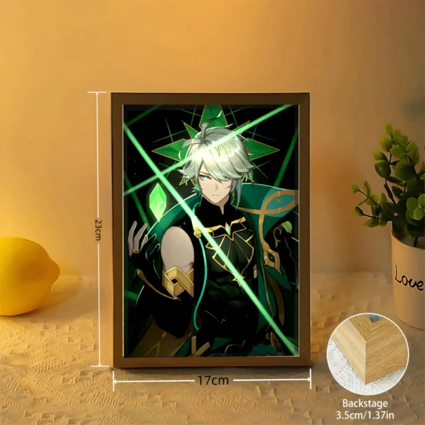 Anime Figure Genshin Impact Light Painting Photo Frame Raiden Shogun Action Led Night Light Room Decor Christmas Gift Moon Lamp - Image 4