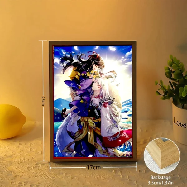 Anime Figure Inuyasha Light Painting Photo Frame Led Night Light Home Bedroom Bedside Table Decoration Christmas Gifts Moon Lamp - Image 5