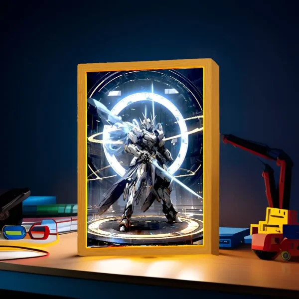Anime Figure Gundam Light Painting Photo Frame Original Action Figures Led Night Light PVC Collectible Model Toy Christmas Gifts - Image 4