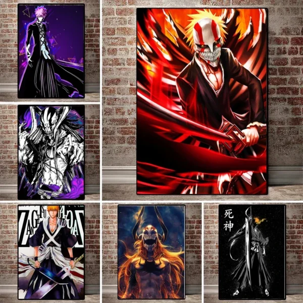 Japanese Anime Wall Art BLEACH Canvas Painting of Kurosaki Posters Prints for Living Room Boys Bedroom Home Decoration Perfe