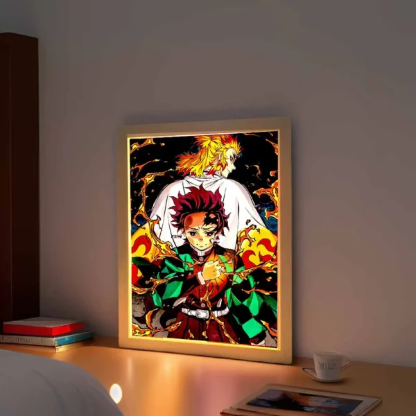 Anime Demon Slayer Action Figures Light Painting Photo Frame Tanjirou Nezuko Led Night Light Figurine Kimetsu No Yaiba Gifts - Image 2