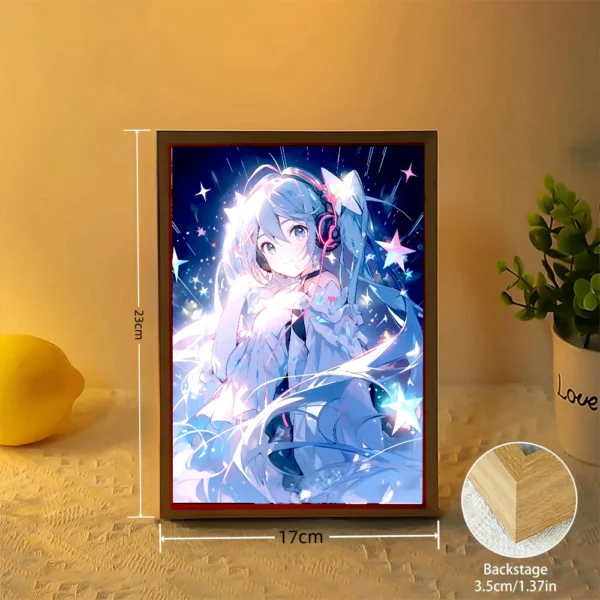 Anime Figure Hatsune Miku Light Painting Photo Frame Kawaii Action Figures Led Night Light PVC Collectible Model Toys Girl Gift - Image 5