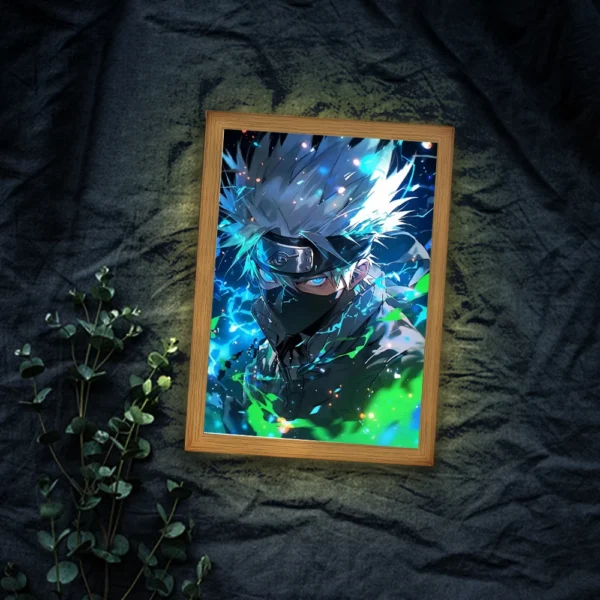 kakashi Light Painting Photo Frame Anime Figures Naruto Uzumaki Led NightLight Room Decor Christmas Gifts Moon Lamp