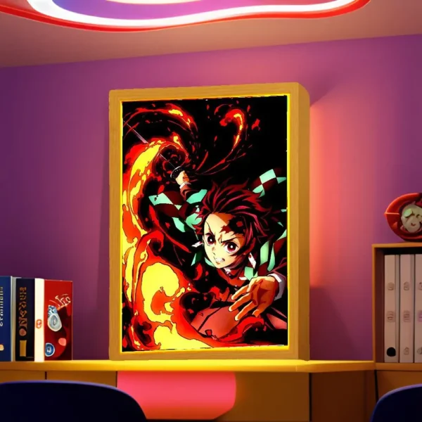 Anime Demon Slayer Action Figures Light Painting Photo Frame Tanjirou Nezuko Led Night Light Figurine Kimetsu No Yaiba Gifts - Image 4