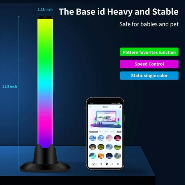 Wiscolor RGB LED Table Lamp Bar Music Rhythm Smart APP Control Desktop Lighting for TV Backlight Desktop Lamp Ambient Light