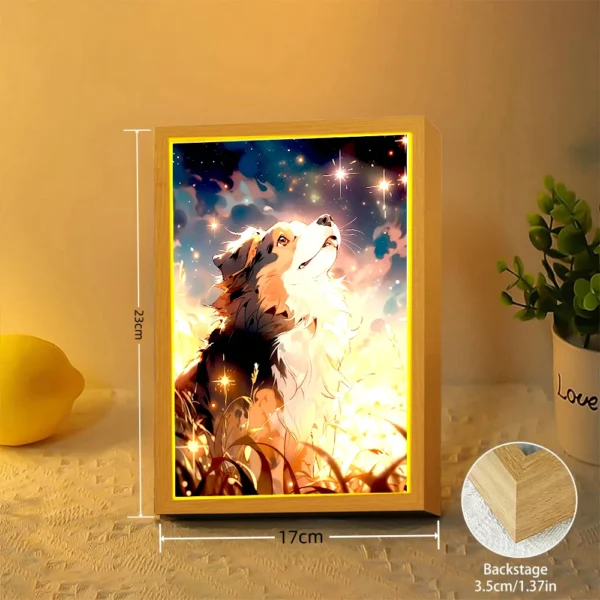 Cute puppy Light Painting Picture Frame Kawaii Led Night Light Home Wall Bedside Table Room Decor Kids Christmas Gifts Moon Lamp - Image 5