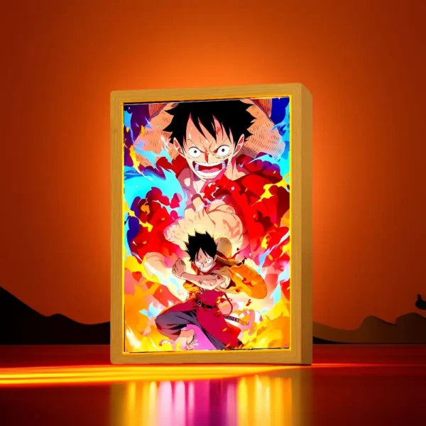Anime Figure One Piece Light Painting Photo Frame Zoro Luffy Led Night Light Birthday Bedroom Decor Christmas Gifts Moon Lamp - Image 2