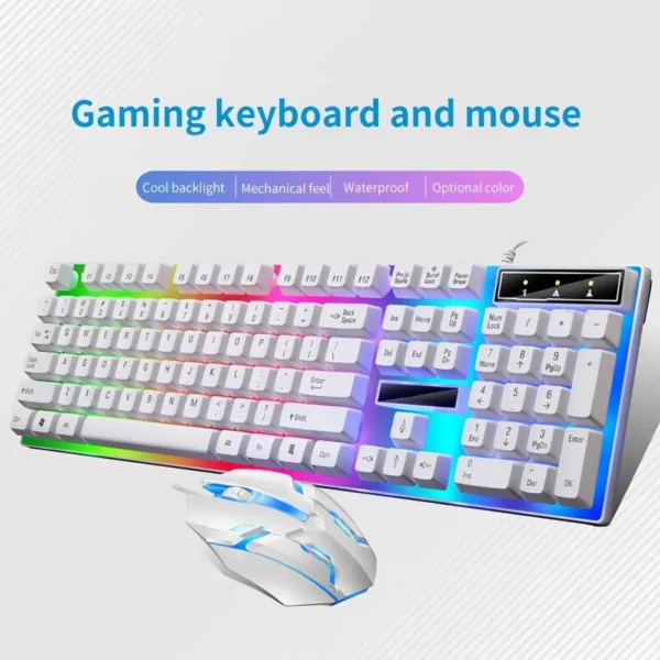 2Pcs/Set G21B RGB Backlight Gaming Keyboard Wired Mouse Kit Office Mouse USB Plug Play Mechanical Gaming Keyboard Mouse Combos