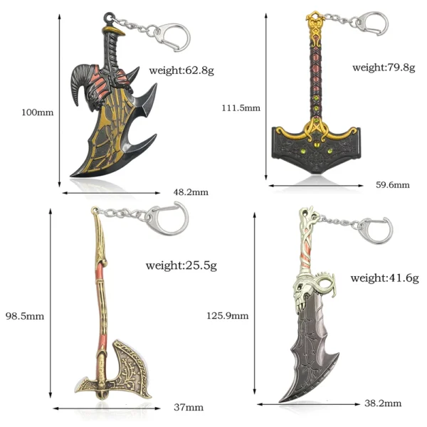 New God of War 5 Ragnarok Keychain Thor's Hammer Mjolnir Key Chain Levitan's Axe Keyring Blades of Exile Chaos Game Accessories - Image 10