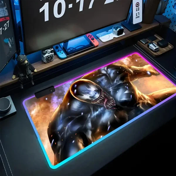 Marvel Venom MINISO Mouse Pad LED Mouse pad RGB Keyboard Cover Desk-mat Colorful Surface Mouse Pad Waterproof Computer Game CS - Image 9