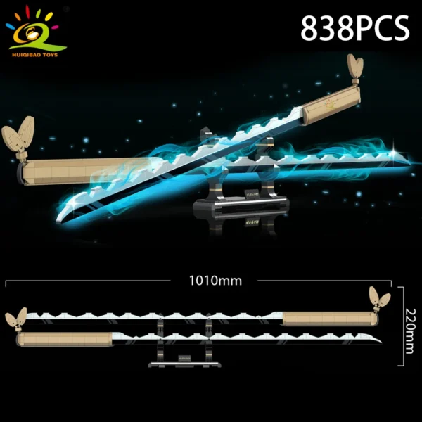 HUIQIBAO Samurai Sword Building Blocks Ninja Blade Katana Japanese Anime Butterfly Nichirin Knife Bricks Children Toys for Adult - Image 4