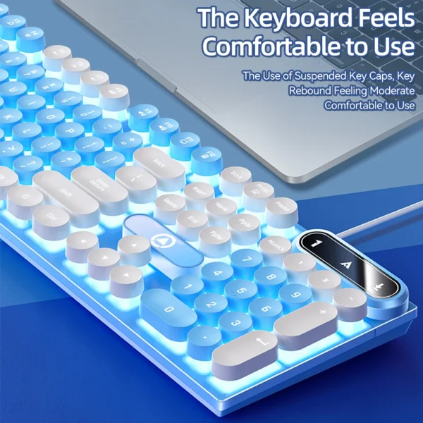 Mechanical Keyboard 104Keys Compact Blue /Red Switch Cooling RGB Keypad Ergonomic Wired Keyboard for Gaming Office Internet Cafe - Image 8