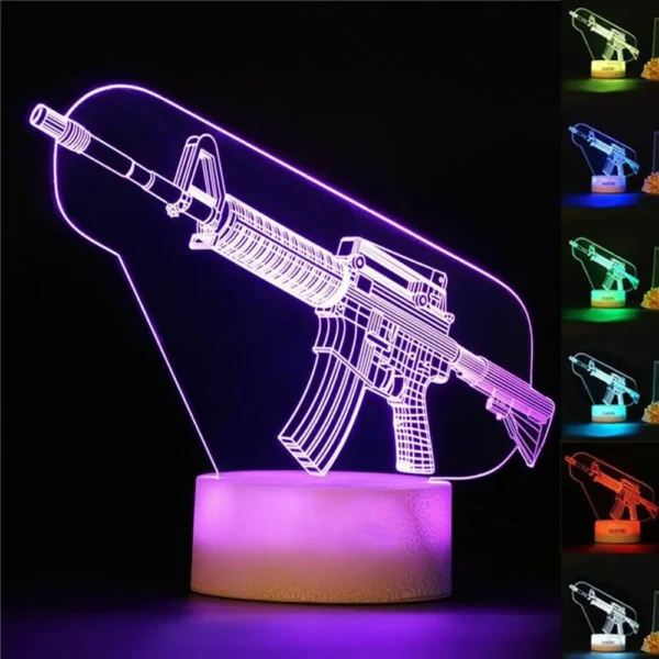 Game Rifle 3d Led Night Light Gaming Desktop Room Decoration Game Atmosphere Light Table Lamp Birthday Christmas Gifts for Boys - Image 2