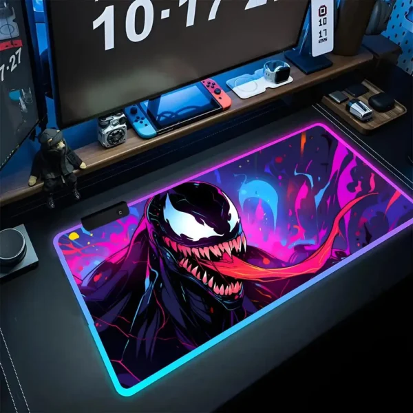 Marvel Venom MINISO Mouse Pad LED Mouse pad RGB Keyboard Cover Desk-mat Colorful Surface Mouse Pad Waterproof Computer Game CS - Image 8