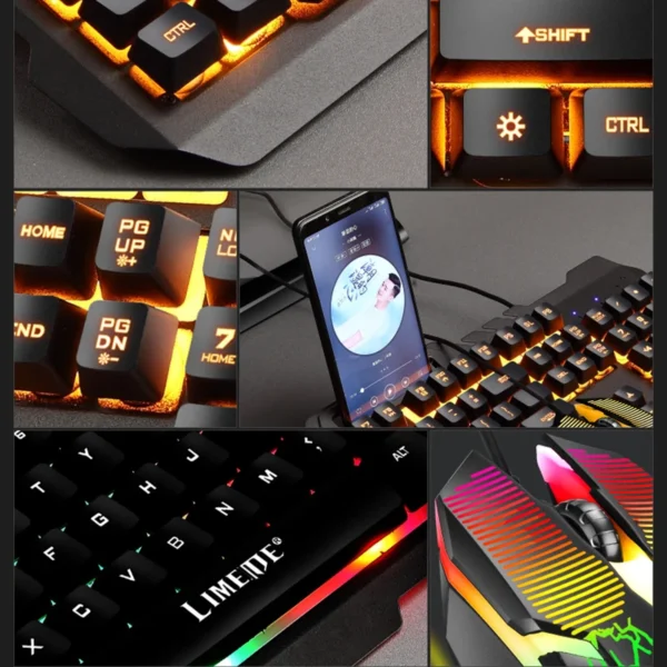 NEW Keyboard T21 Backlit Wired USB Game and Mouse Set 104 Keys Luminous Computer Accessories Mechanical Touch Feel Keyboards - Image 2