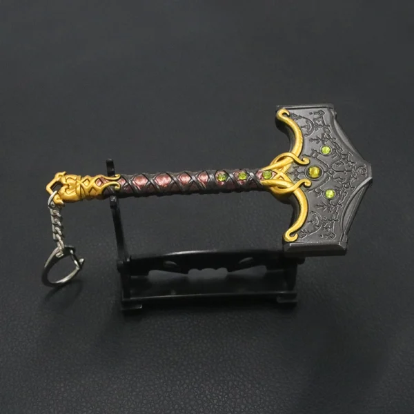 New God of War 5 Ragnarok Keychain Thor's Hammer Mjolnir Key Chain Levitan's Axe Keyring Blades of Exile Chaos Game Accessories - Image 3