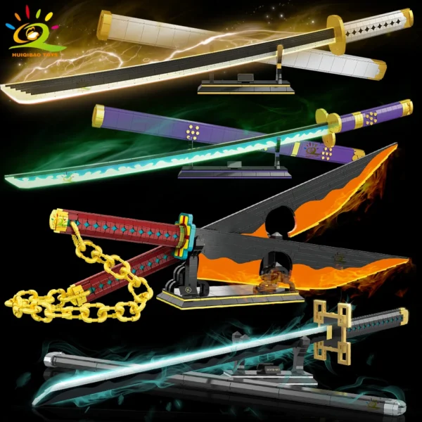 HUIQIBAO Samurai Sword Building Blocks Ninja Blade Katana Japanese Anime Butterfly Nichirin Knife Bricks Children Toys for Adult