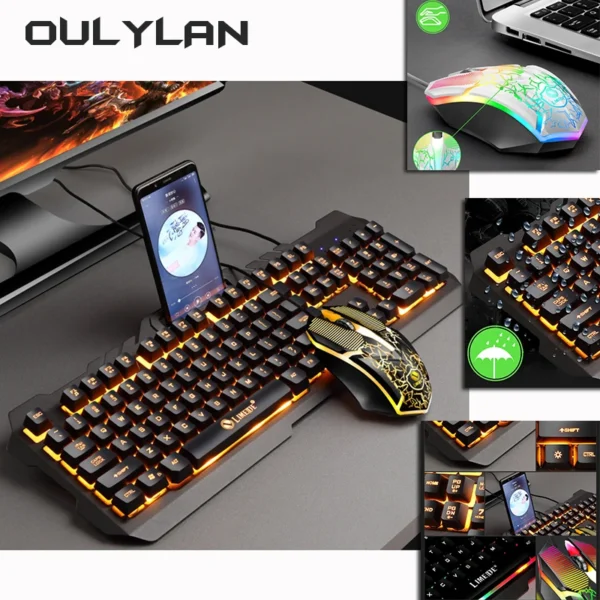NEW Keyboard T21 Backlit Wired USB Game and Mouse Set 104 Keys Luminous Computer Accessories Mechanical Touch Feel Keyboards - Image 3