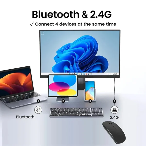 Bluetooth Wireless Keyboard Mini Keyboard For MacBook iPad 2.4G Rechargeable Gaming Receiver For Android iOS Windows - Image 3